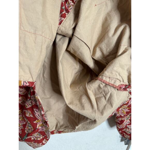 The Vermont Country Store Red Floral Block Print Button Up Jacket Womans Large - Picture 5 of 9
